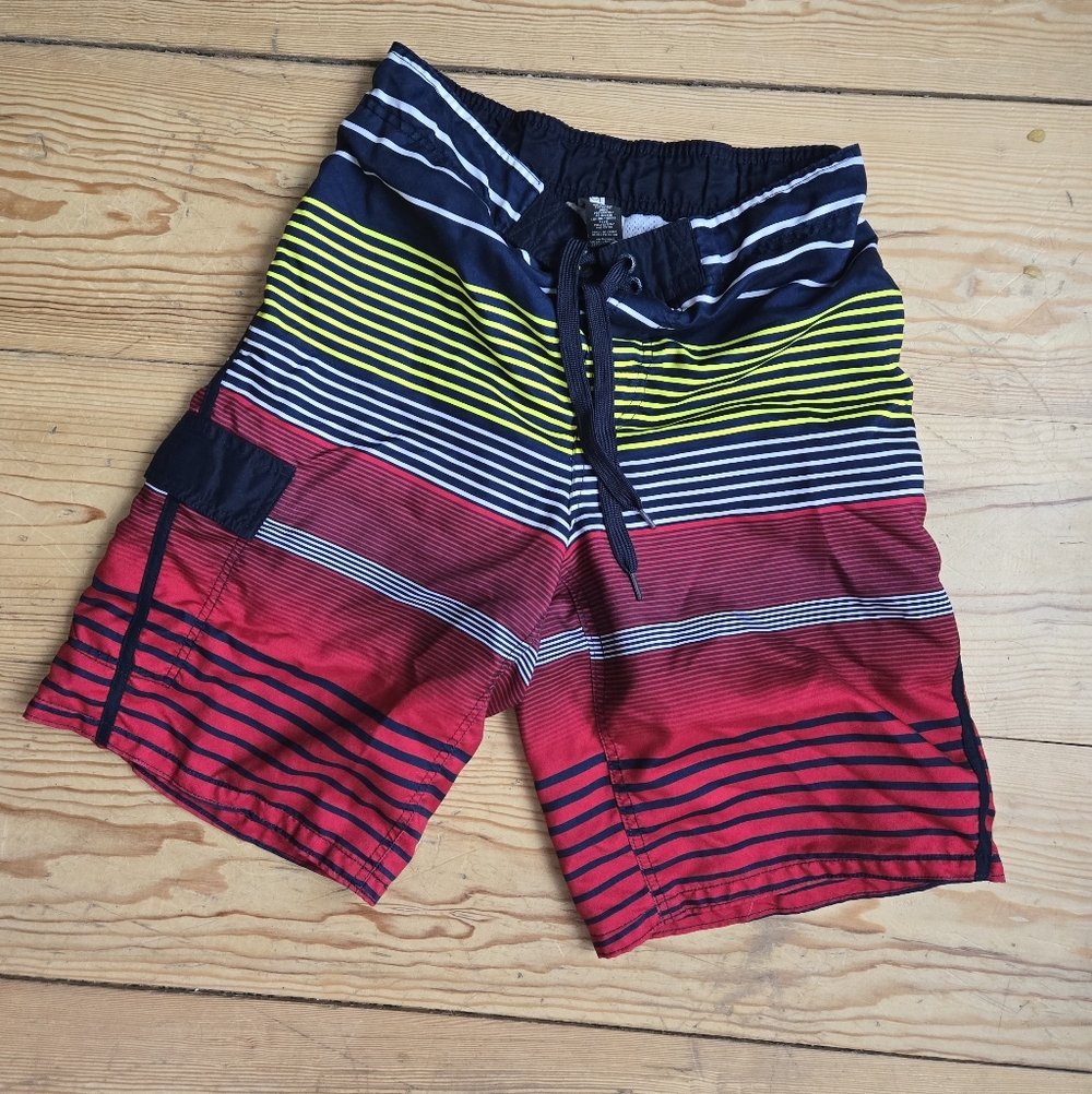 OP Red Navy Striped Swim Trunks Size S